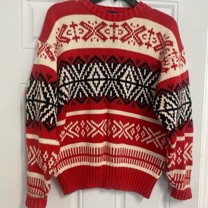 GAP Red and Black Geometric Men's Crewneck Sweater